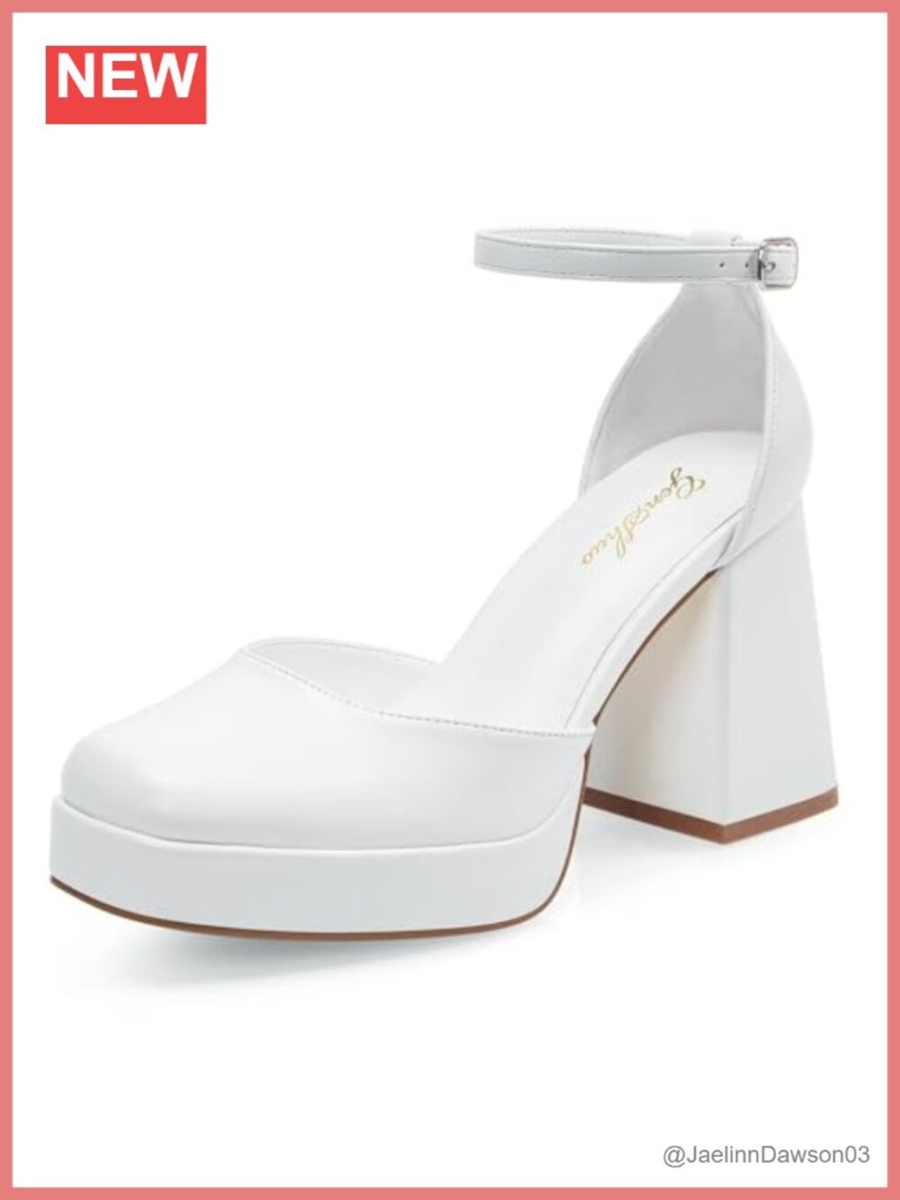 Women's Chunky Heel Pumps 4 Inch Platform Square Toe Ankle Strap Dress Wedding